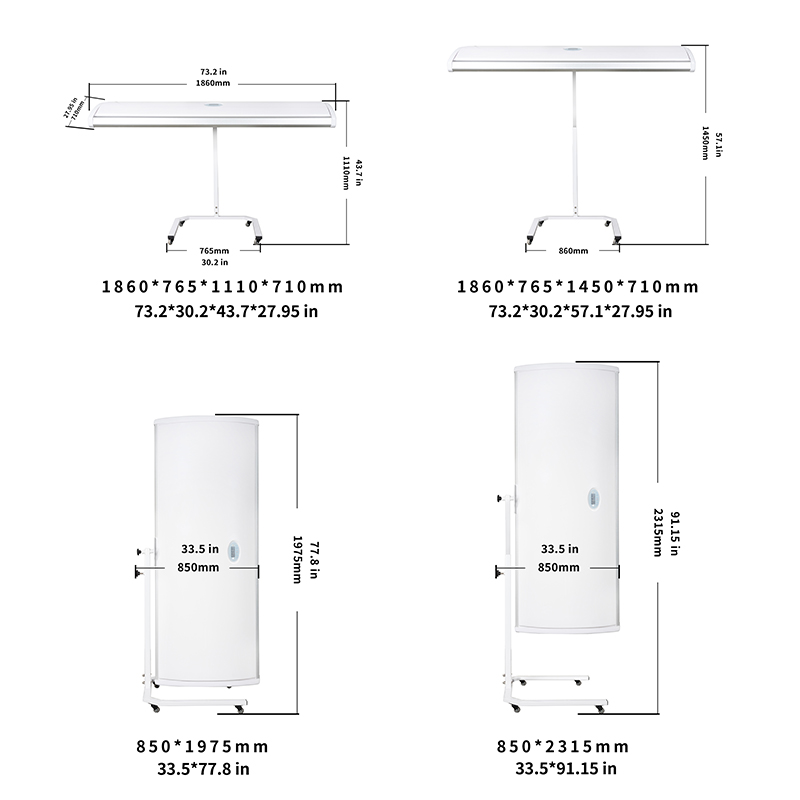 the size of Red light therapy bed M1