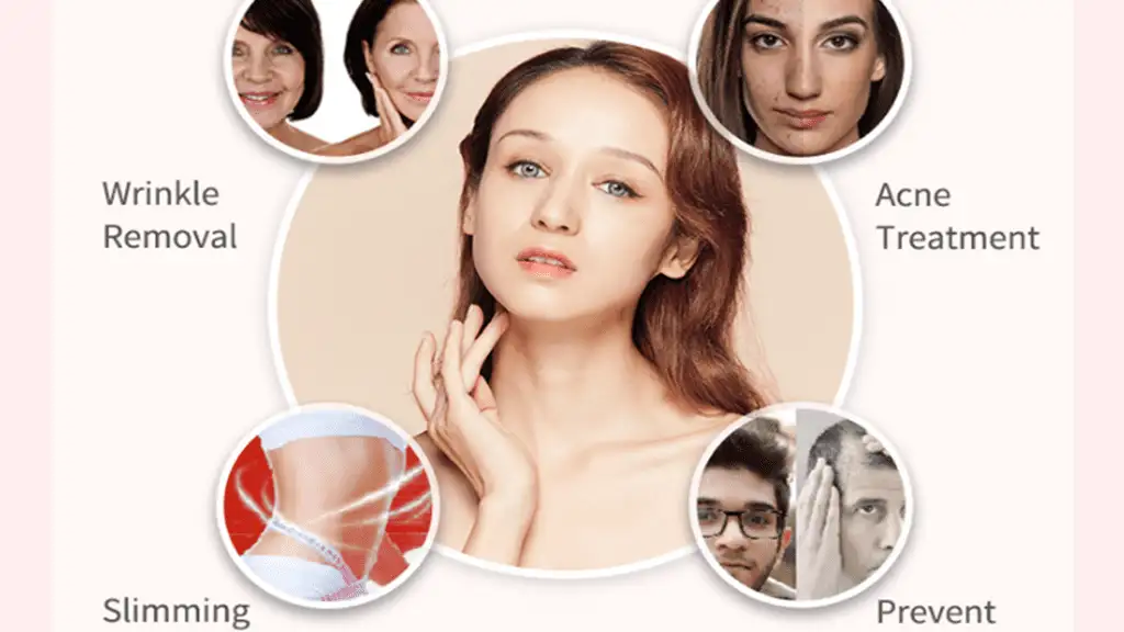 utilizzando il letto terapeutico a luci rosse prima e dopo